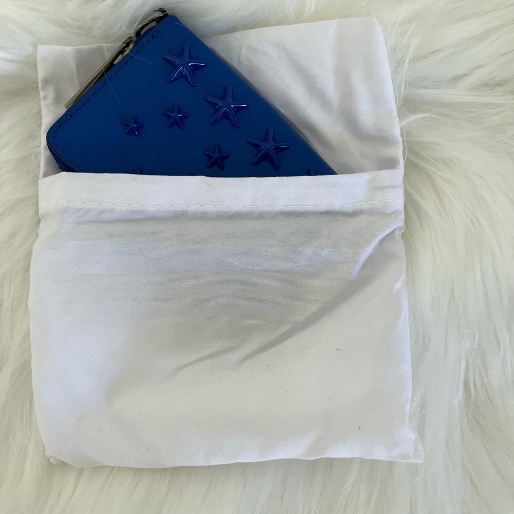 Jimmy Choo Regina Zip-around Card Wallet Dust Bag BNWOT Cobalt